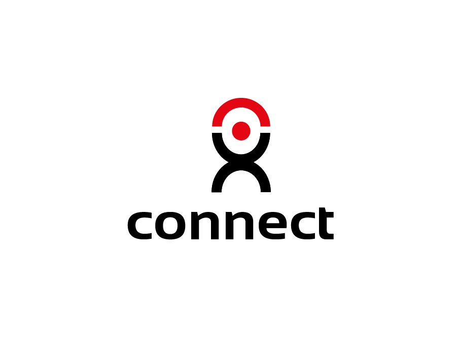 Connect Logo – Abstract Person in Black and Red